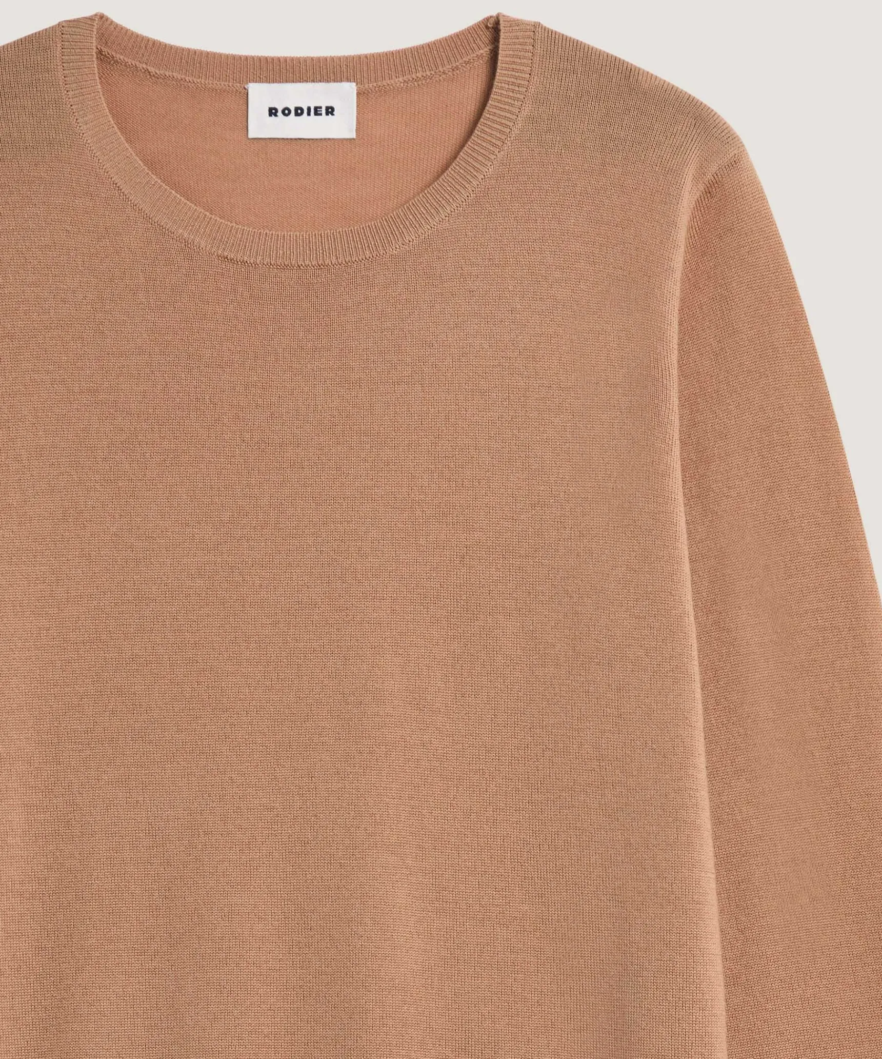 New Rodier Pull col rond en laine mérinos marron camel