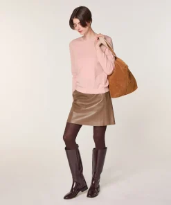 Outlet Rodier Pull col rond en laine mérinos rose perle