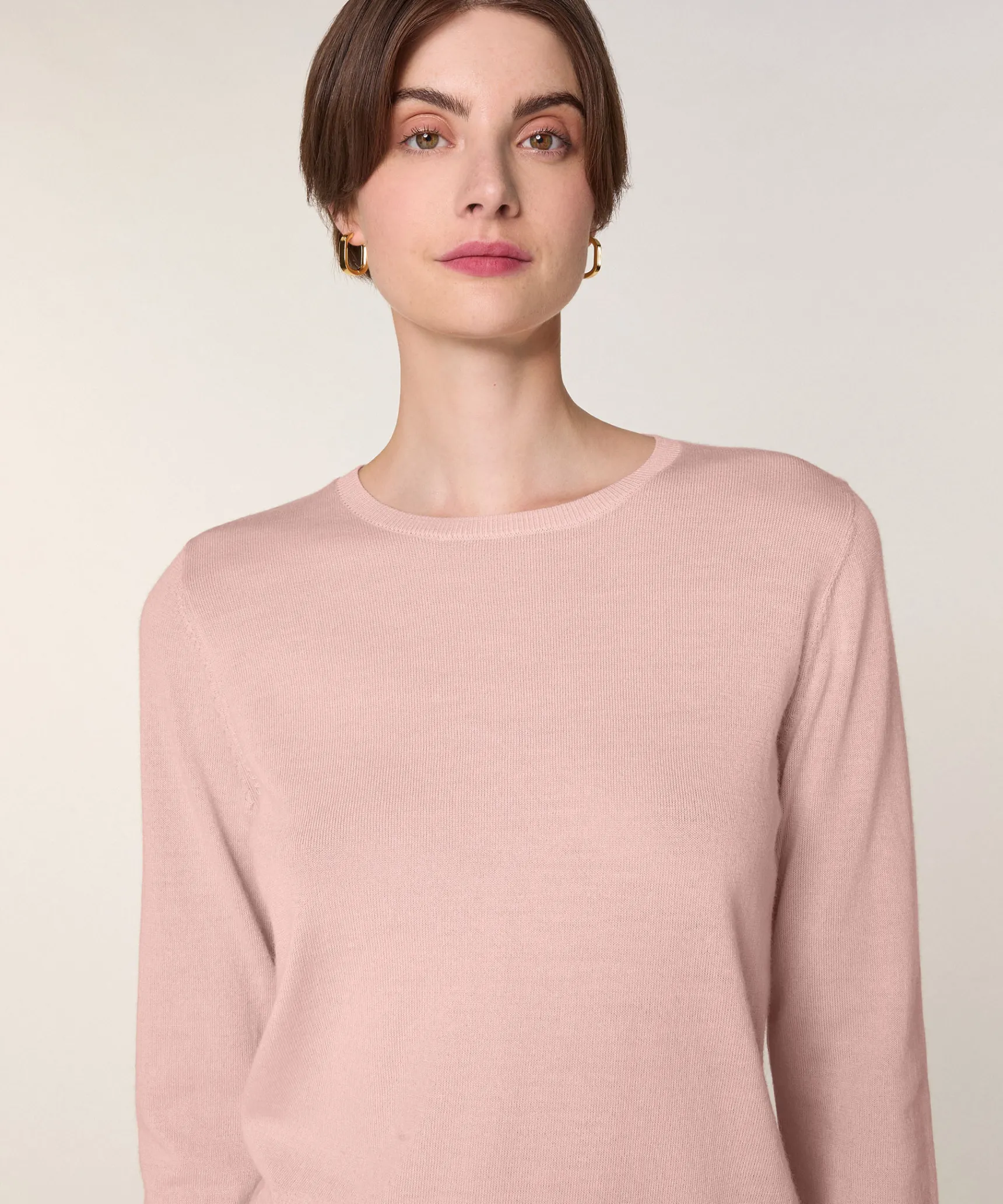 Outlet Rodier Pull col rond en laine mérinos rose perle