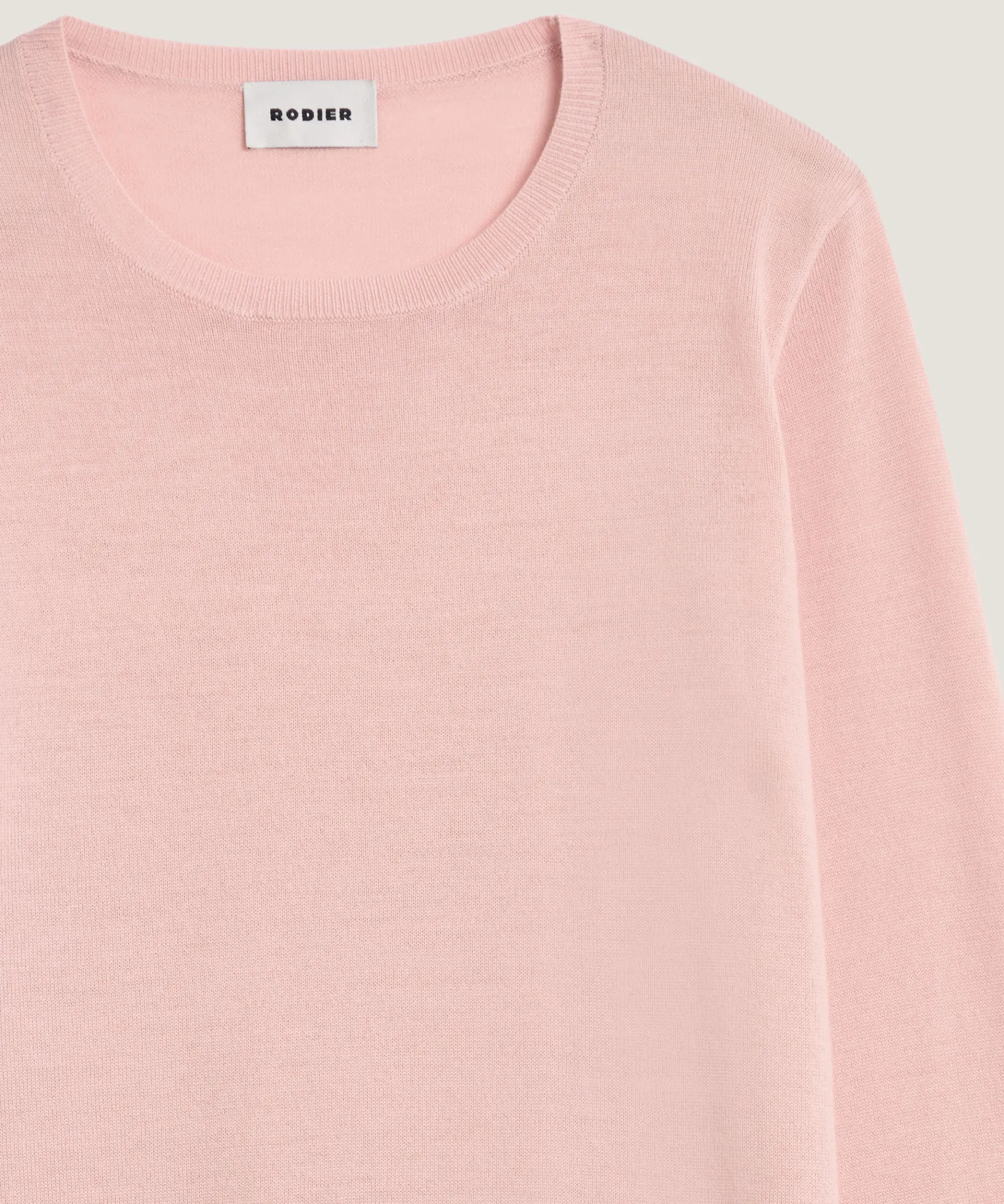 Outlet Rodier Pull col rond en laine mérinos rose perle
