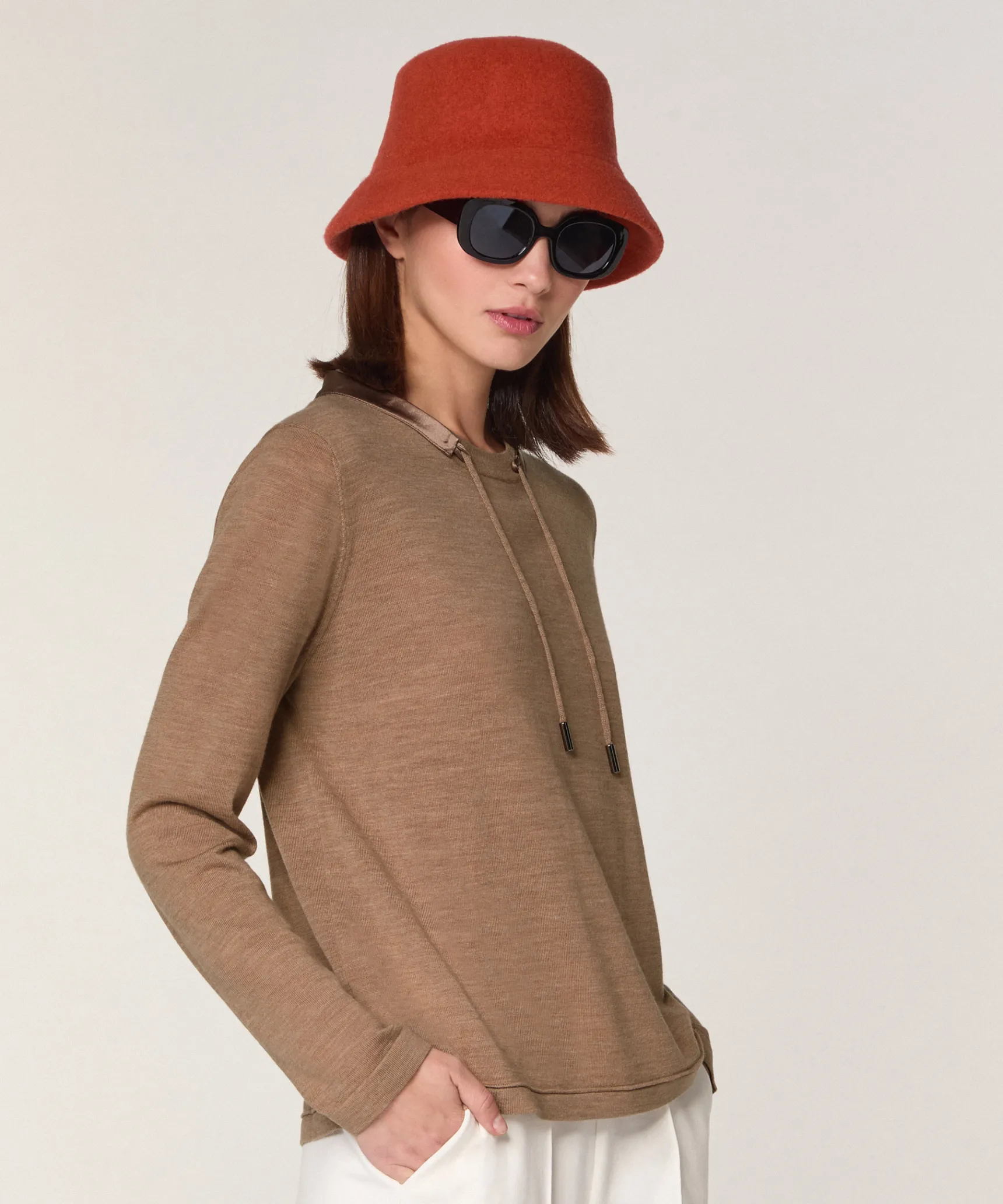 Sale Rodier Pull col rond en laine mérinos beige ficelle