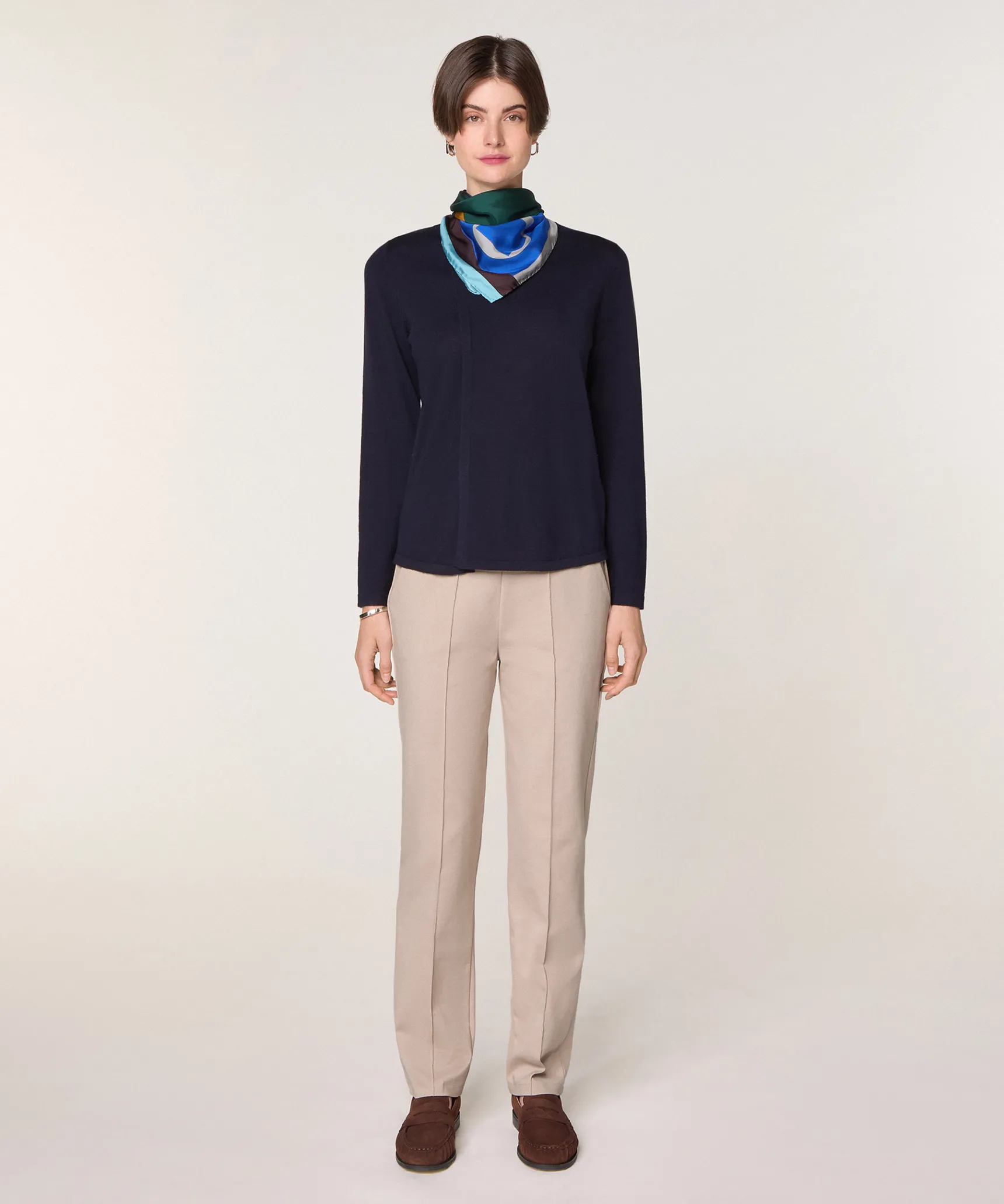 Hot Rodier Pull col rond en laine mérinos bleu marine