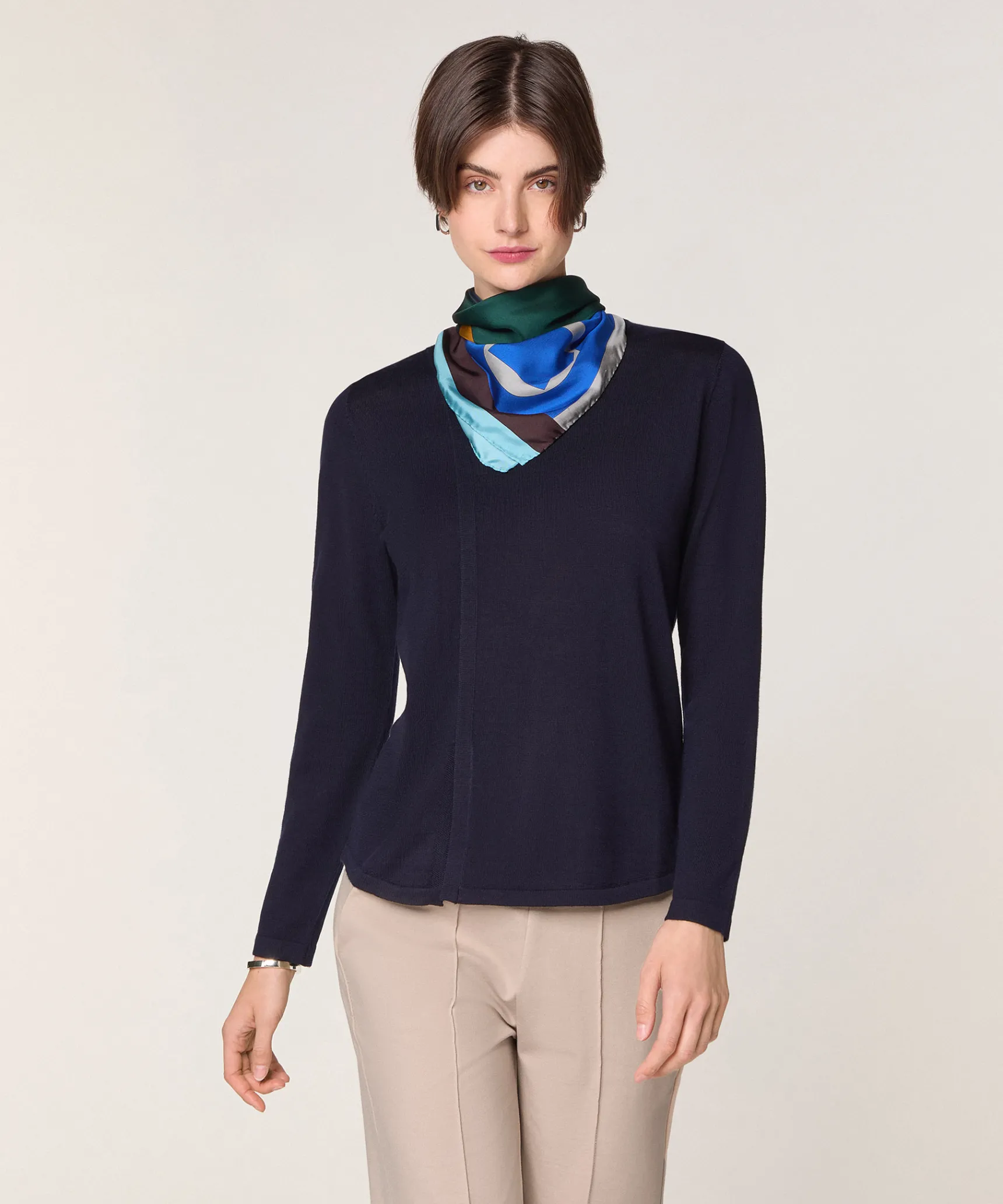 Hot Rodier Pull col rond en laine mérinos bleu marine