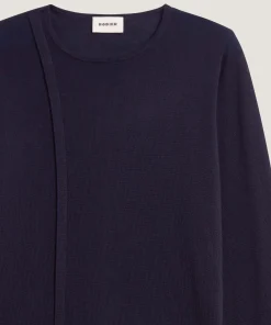 Hot Rodier Pull col rond en laine mérinos bleu marine
