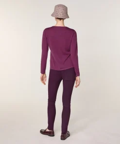 Online Rodier Pull col rond en laine mérinos violet cassis