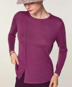 Online Rodier Pull col rond en laine mérinos violet cassis