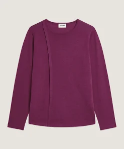 Online Rodier Pull col rond en laine mérinos violet cassis