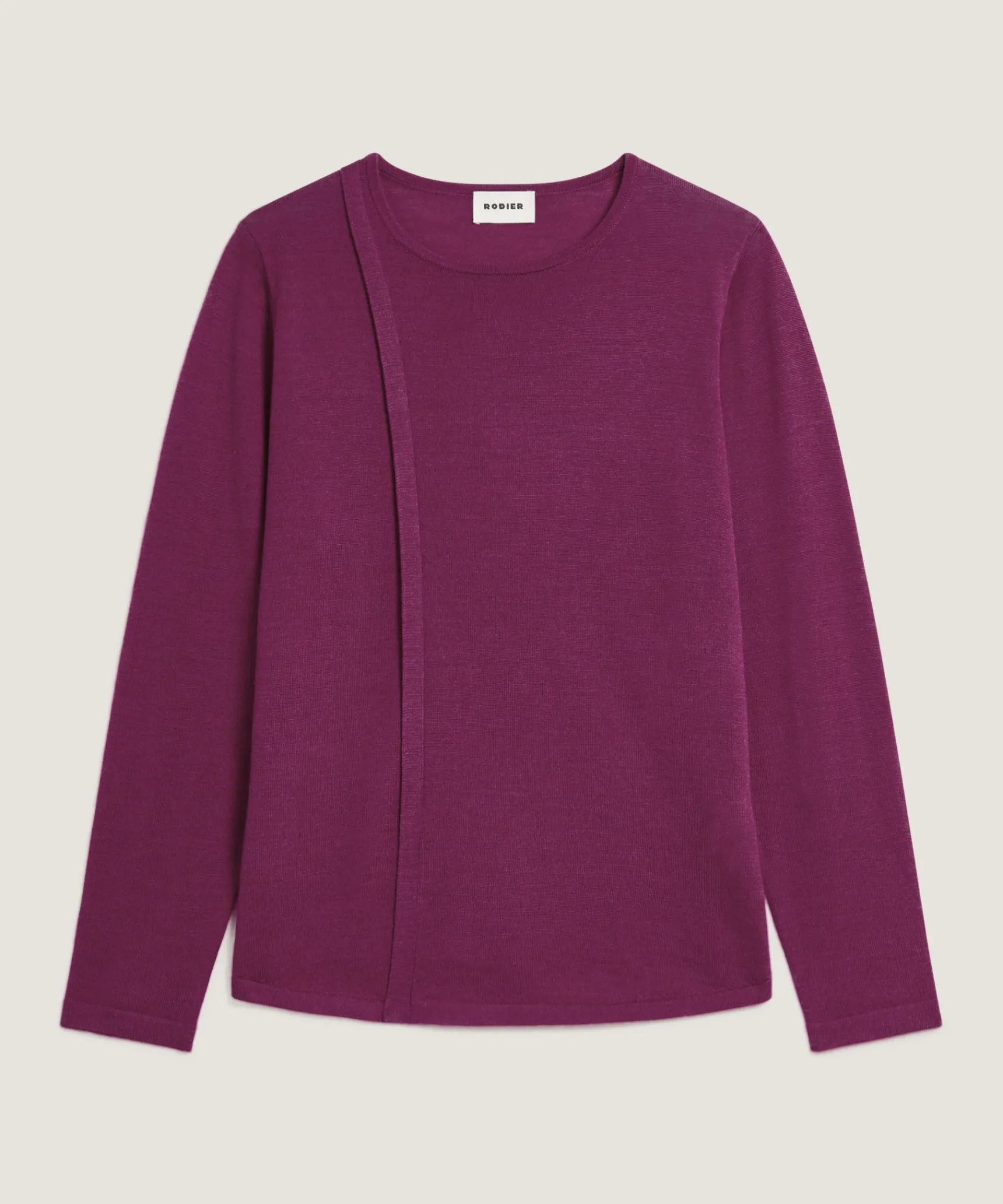 Online Rodier Pull col rond en laine mérinos violet cassis