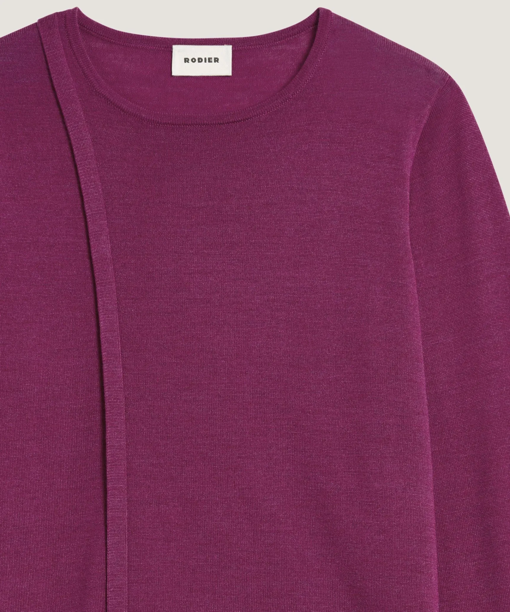 Online Rodier Pull col rond en laine mérinos violet cassis
