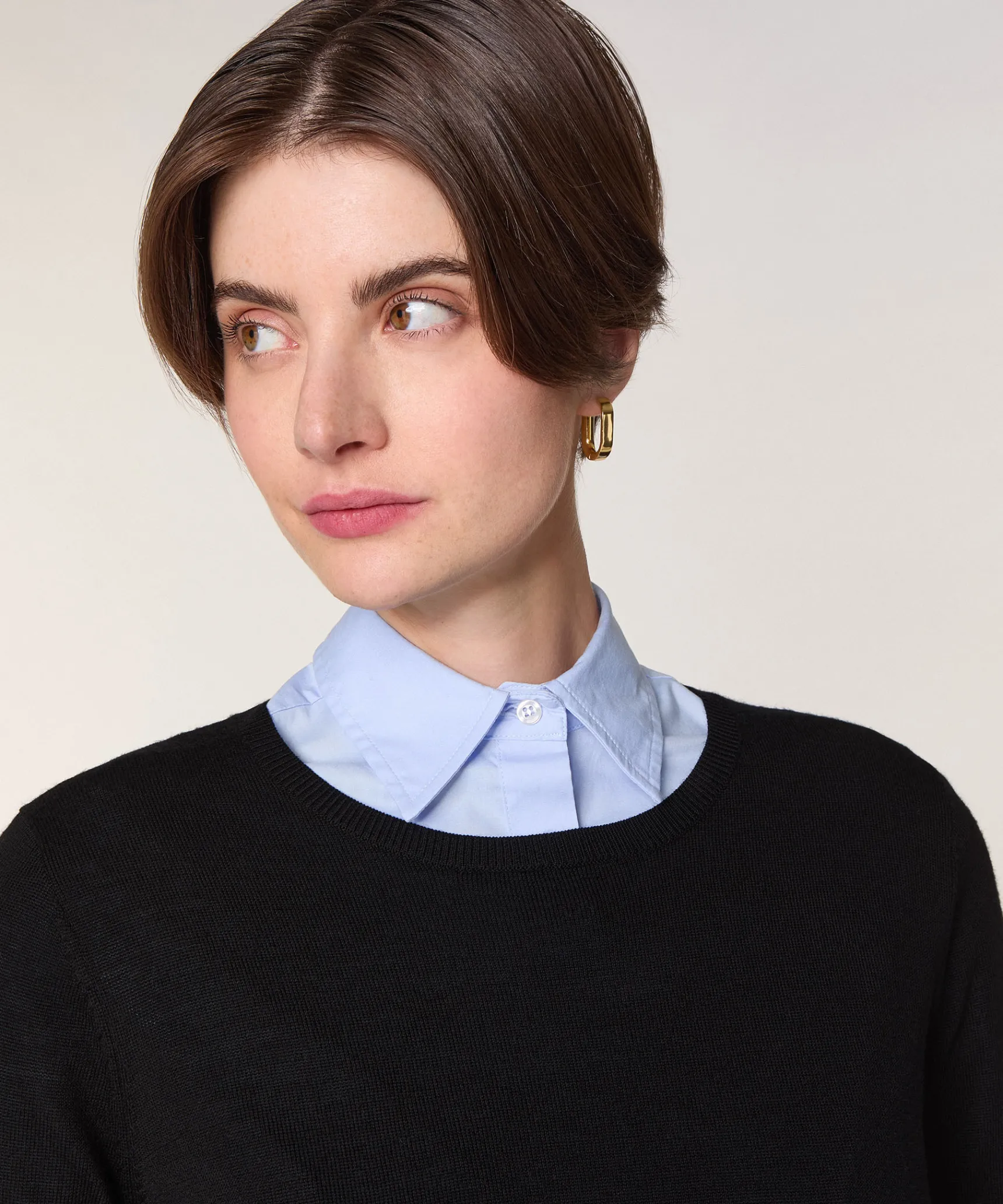 Discount Rodier Pull col rond en laine mérinos noir