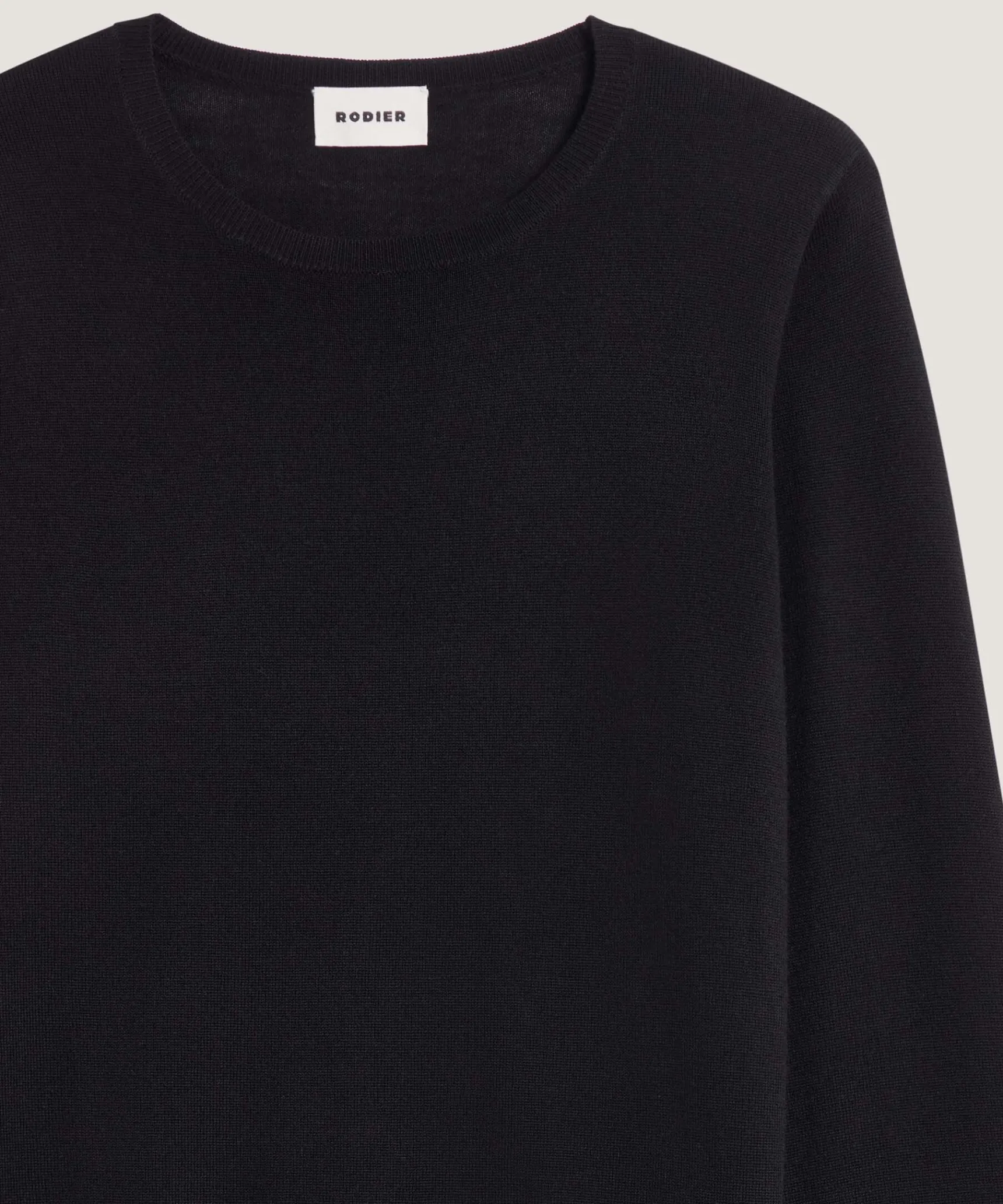 Discount Rodier Pull col rond en laine mérinos noir
