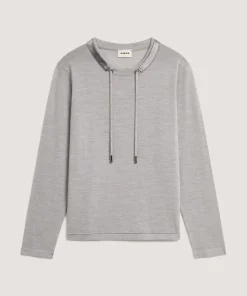 Hot Rodier Pull col rond en laine mérinos gris clair