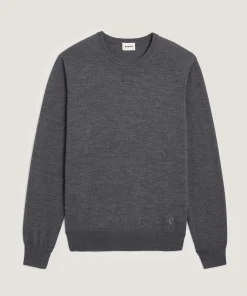 Best Rodier Pull col rond en laine mérinos gris foncé