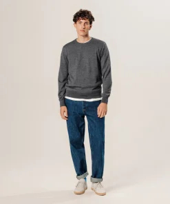 Best Rodier Pull col rond en laine mérinos gris foncé