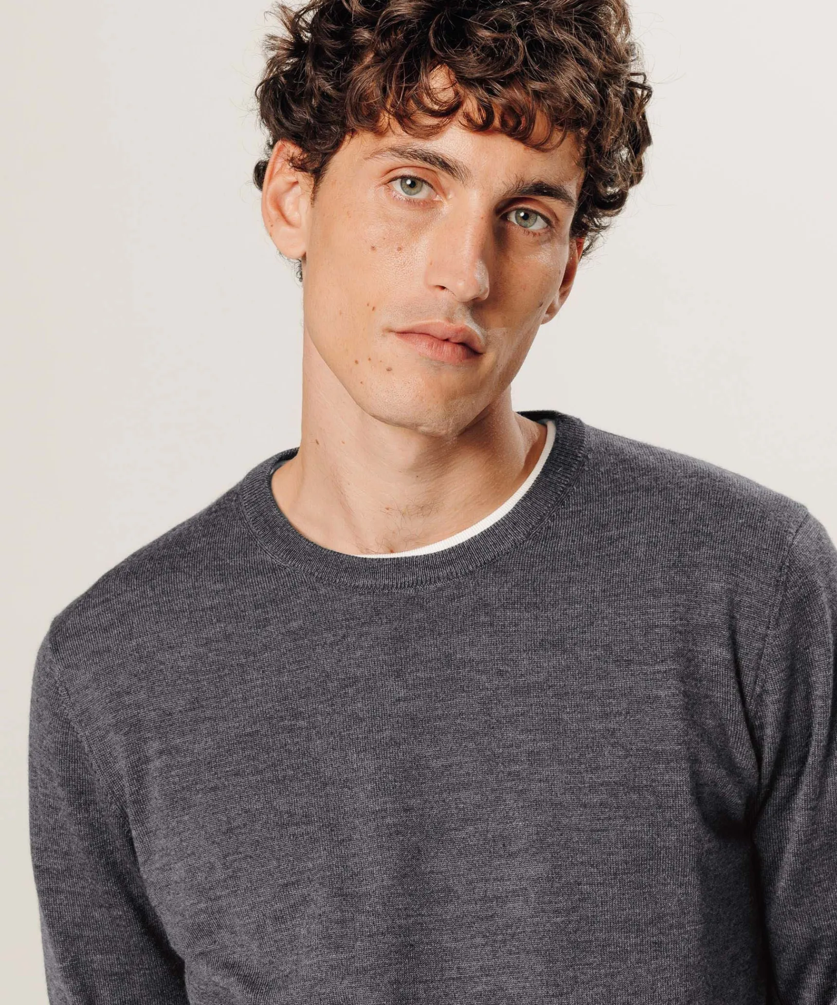 Best Rodier Pull col rond en laine mérinos gris foncé