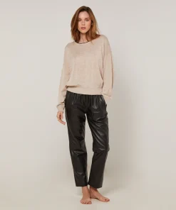 Discount Rodier Pull col rond en maille fine beige