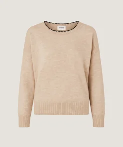 Discount Rodier Pull col rond en maille fine beige