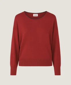 Outlet Rodier Pull col rond en maille fine rouge brique