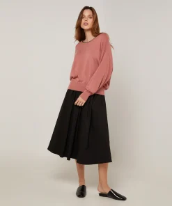 Rodier Pull col rond en maille fine bois de rose