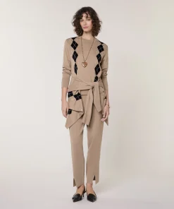 Rodier Pull col rond jacquard marron moka