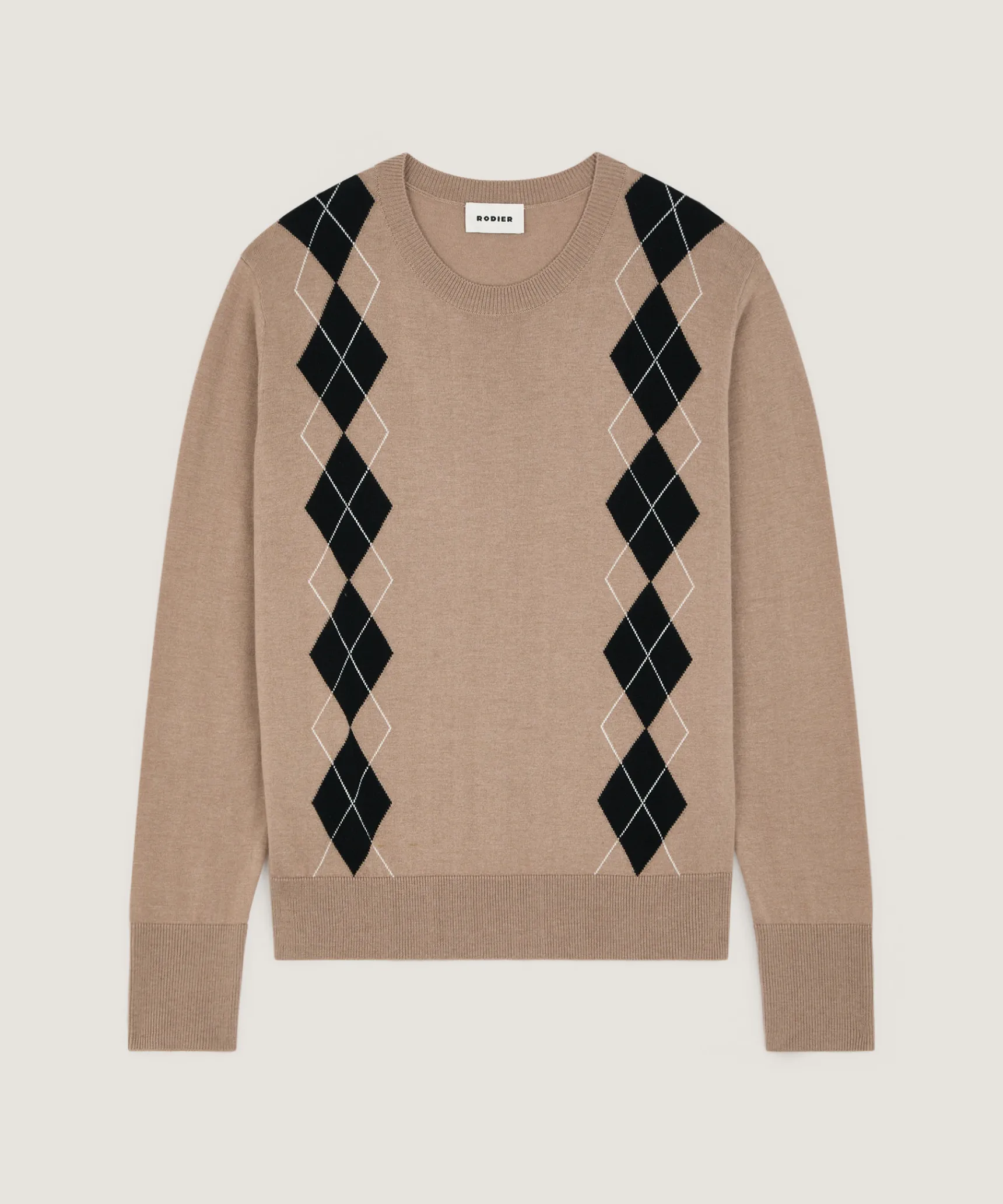 Rodier Pull col rond jacquard marron moka