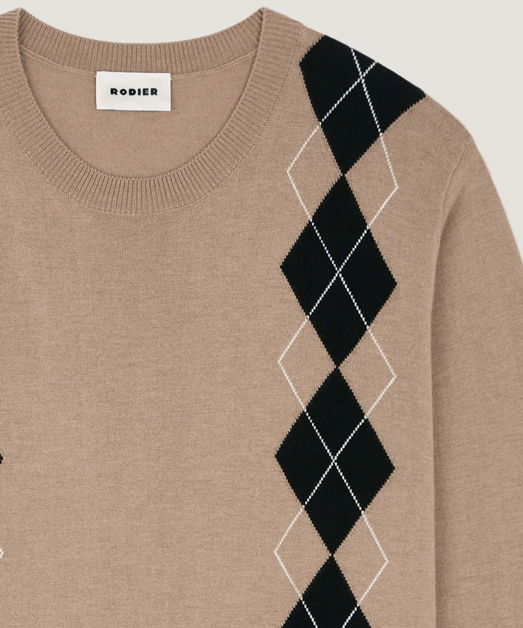 Rodier Pull col rond jacquard marron moka