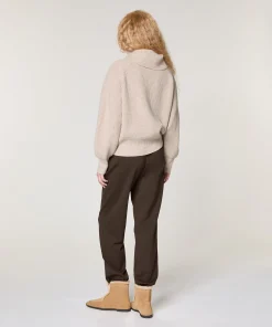 Online Rodier Pull col roulé à côtes beige chiné