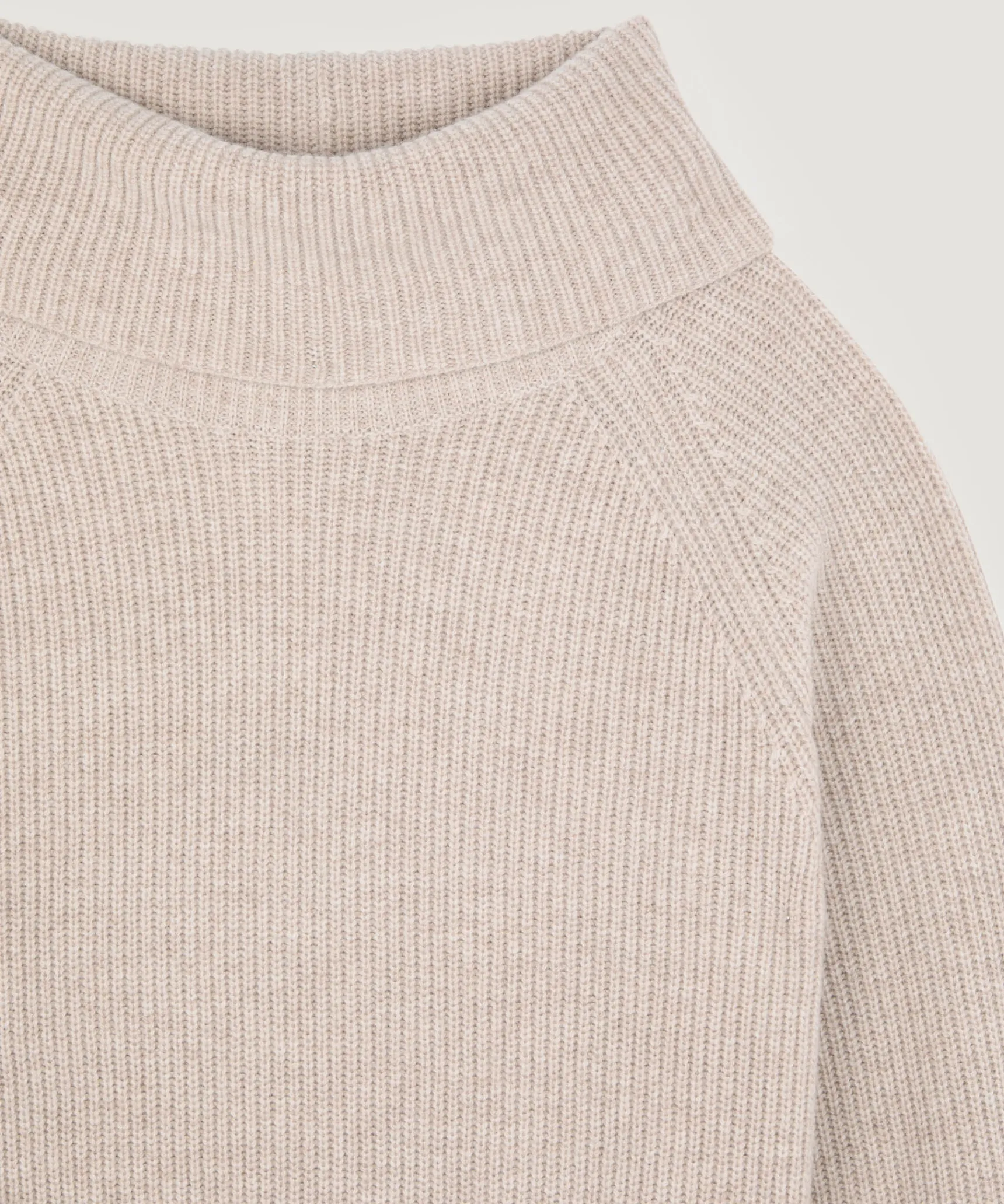 Online Rodier Pull col roulé à côtes beige chiné