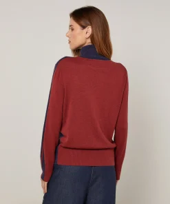 Online Rodier Pull col roulé bicolore bleu denim