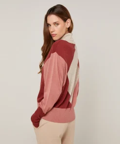 Rodier Pull col roulé colorblock beige