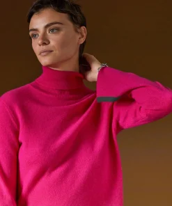 Rodier Pull col roulé en cachemire rose tonique