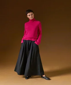 Rodier Pull col roulé en cachemire rose tonique