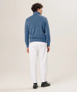 New Rodier Pull col roulé en cachemire bleu
