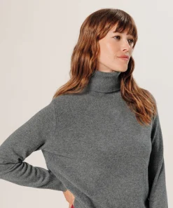 Discount Rodier Pull col roulé en cachemire gris moyen