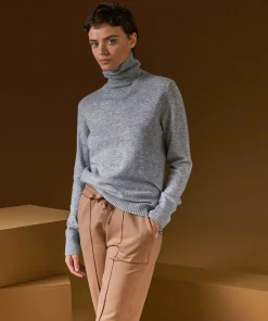 Rodier Pull col roulé en cachemire gris