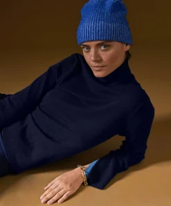 Outlet Rodier Pull col roulé en cachemire bleu marine