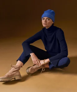 Outlet Rodier Pull col roulé en cachemire bleu marine
