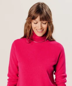 Best Rodier Pull col roulé en cachemire rose geranium