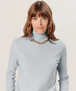 Sale Rodier Pull col roulé en cachemire bleu ciel