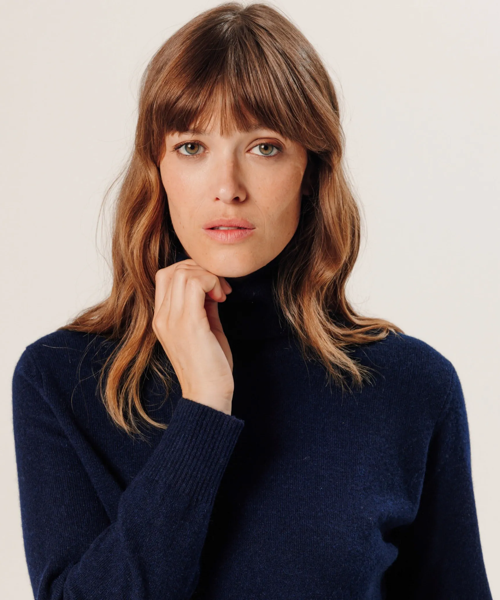Online Rodier Pull col roulé en cachemire bleu nuit