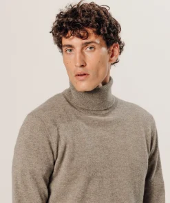 Hot Rodier Pull col roulé en cachemire beige