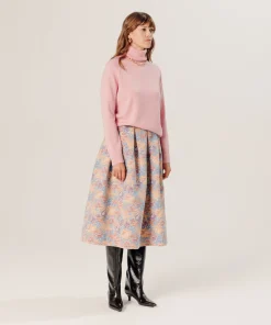 Sale Rodier Pull col roulé en cachemire rose poudre