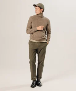 Clearance Rodier Pull col roulé en cachemire taupe chiné