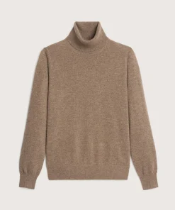 Clearance Rodier Pull col roulé en cachemire taupe chiné