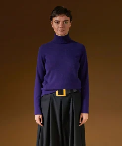 Sale Rodier Pull col roulé en cachemire violet foncé