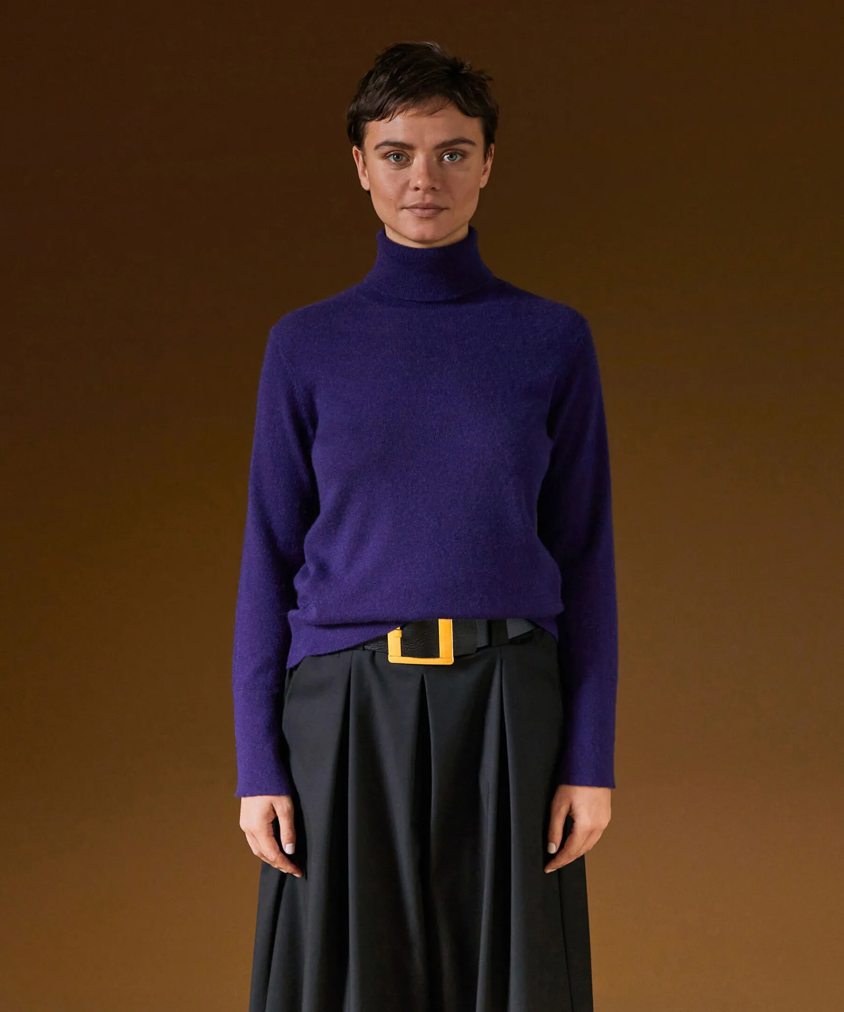 Sale Rodier Pull col roulé en cachemire violet foncé
