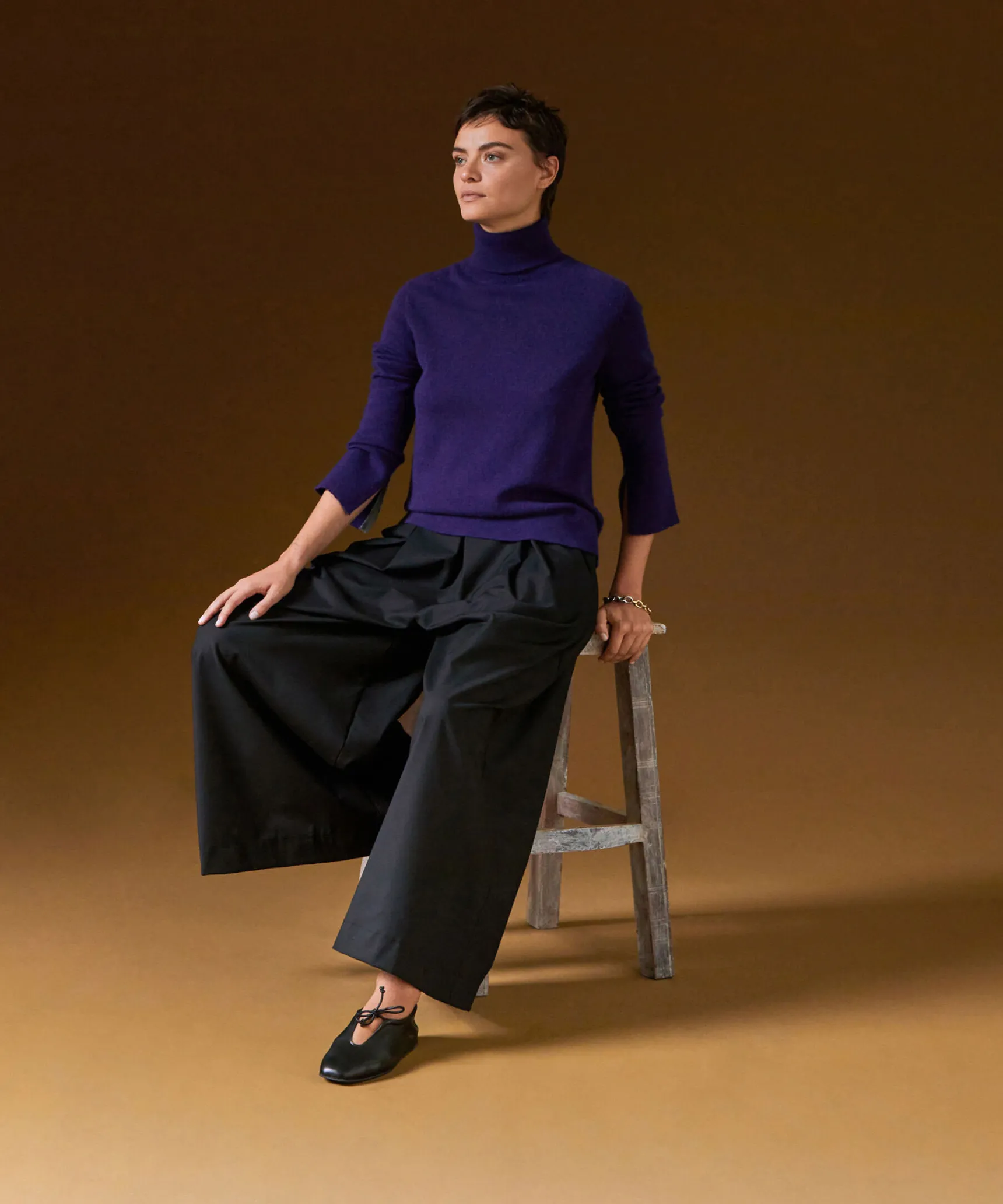 Sale Rodier Pull col roulé en cachemire violet foncé