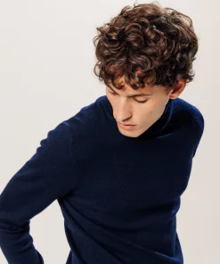 Sale Rodier Pull col roulé en cachemire bleu nuit