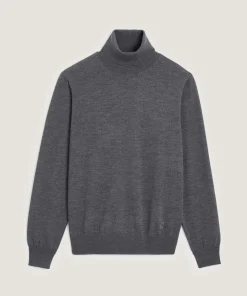 Hot Rodier Pull col roulé en laine mérinos gris foncé