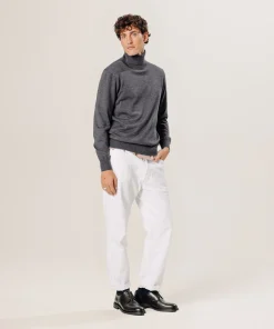 Hot Rodier Pull col roulé en laine mérinos gris foncé